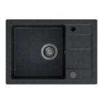 GRANITAL POMIVALNO KORITO QUADRON BEN 116 + KATE ČRN SET Z ARMATURO – crn