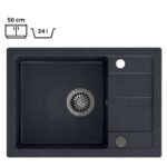 GRANITAL POMIVALNO KORITO QUADRON BEN 116 + KATE ČRN SET Z ARMATURO – crn