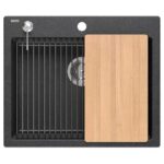 GRANITAL POMIVALNO KORITO QUADRON KURT 110 + ANDY ČRN SET Z ARMATURO – crn