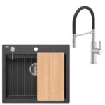 GRANITAL POMIVALNO KORITO QUADRON KURT 110 + ANDY ČRN SET Z ARMATURO
