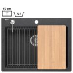 GRANITAL POMIVALNO KORITO QUADRON KURT 110 + ANDY ČRN SET Z ARMATURO – crn