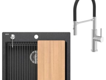 GRANITAL POMIVALNO KORITO QUADRON KURT 110 + ANDY ČRN SET Z ARMATURO