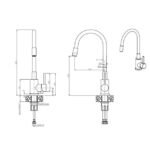 GRANITAL POMIVALNO KORITO QUADRON KURT 110 + MAGGIE ČRN SET Z ARMATURO – crn