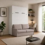 Komplet postelja v omari + kavč ROBIDA 140 x 200 bela mat, vam omogoča, da kateri koli prostor spremenite v popolno uporabno in estetsko privlačno spalnico