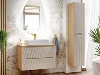 Kopalniški blok LUXY 90 bež je možno naročiti v kompletu, ali pa po posameznih elementih po vaši izbiri. Kopalniški blok LUXY je modernega dizajna. V