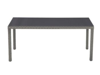 KOVINSKA MIZA NATERIAL DRIOS UMETNI RATAN ALU STEKLO, 172X90 TEMNO SIVA