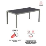 KOVINSKA MIZA NATERIAL DRIOS UMETNI RATAN ALU STEKLO, 172X90 TEMNO SIVA – dodatni pogled 7