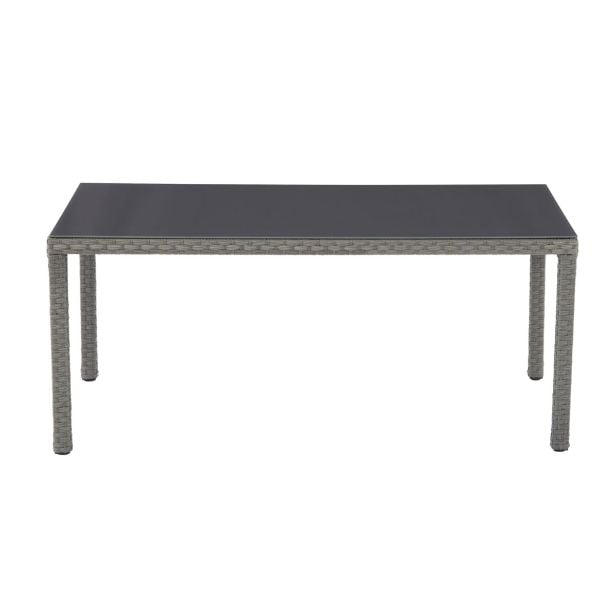 KOVINSKA MIZA NATERIAL DRIOS UMETNI RATAN ALU STEKLO, 172X90 TEMNO SIVA