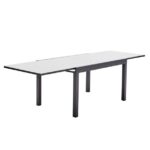 KOVINSKA MIZA NATERIAL LYRA II 4/10P ALU STEKLO 135/270X90 TEMNO SIVA – 410p 135270x90