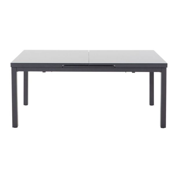 KOVINSKA MIZA SANIBEL ALU/STEKLO 180/240X100 TEMNO SIVA
