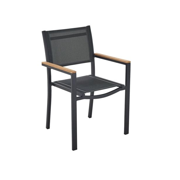 KOVINSKI STOL NATERIAL PERSEA ALU TEKSTILEN 2X1 TEMNO SIV