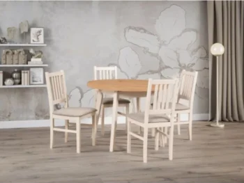 Kuhinjska garnitura BILIJA 1 + 4 je elegantna in visokokakovostna. Kuhinjska garnitura je sestavljena iz štirih jedilnih stolov, narejenih iz bukovega lesa z