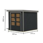 LESENA VRTNA HIŠKA KARIBU JUPITER 2 C 213X217X211 SIVA – hiska