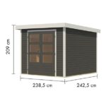 LESENA VRTNA HIŠKA KARIBU JUPITER 3.5 B TERRA SIVA 242X242X211 – hiska