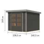 LESENA VRTNA HIŠKA KARIBU JUPITER 3.5 B TERRA SIVA 242X242X211 – hiska