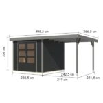LESENA VRTNA HIŠKA KARIBU JUPITER 3.5 C + 2.4 M PRIZIDEK SIVA – hiska