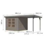 LESENA VRTNA HIŠKA KARIBU JUPITER 3.5 D + 2.4 M PRIZIDEK SIVA – hiska