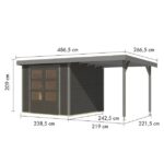 LESENA VRTNA HIŠKA KARIBU JUPITER 3.5 TERRA SIVA 242X242X211 B-SIVA – hiska