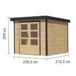 LESENA VRTNA HIŠKA KARIBU JUPITER 3 A NARAVNA 242X217X211 – hiska