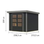 LESENA VRTNA HIŠKA KARIBU JUPITER 3 C ANTRACIT 242X217X211 – hiska