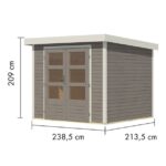 LESENA VRTNA HIŠKA KARIBU JUPITER 3 D VODNO SIVA 242X217X211 – hiska