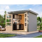 LESENA VRTNA HIŠKA KARIBU JUPITER 3 D VODNO SIVA 242X217X211 – hiska