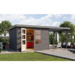 LESENA VRTNA HIŠKA KARIBU JUPITER 5 B + 2.4 M PRIZIDEK SIVA – hiska
