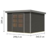 LESENA VRTNA HIŠKA KARIBU JUPITER 5 B 302X242X211 SIVA – hiska