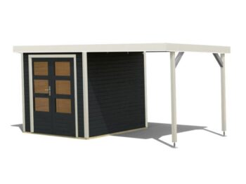 LESENA VRTNA HIŠKA KARIBU JUPITER C+ PODALJŠEK STREHE 2.35M, BELI OKVIR