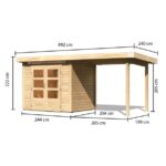 LESENA VRTNA HIŠKA KARIBU KANDERN 2+ PODALJŠEK 2.35M BARVA LESA – hiska podaljsek