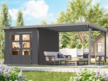 LESENA VRTNA HIŠKA KARIBU PLUTO 3 B + PODALJŠEK 3 M ZEMELJSKO SIVA