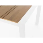 Miza ELIAS 198X100 bela, miza ima stabilno ogrodje iz aluminija, prašno barvanega s poliestrskim premazom, ki zagotavlja odpornost na zunanje vplive. Mizna