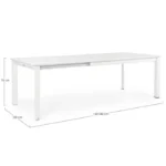 Vrtna miza KONNOR 160-240X100, v beli barvi. Je raztegljiva iz 160 cm na 240 cm. Okvir mize je iz aluminija, ki je prašno barvan. Barva: bela Material: