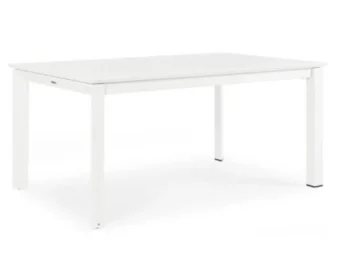 Vrtna miza KONNOR 160-240X100, v beli barvi. Je raztegljiva iz 160 cm na 240 cm. Okvir mize je iz aluminija, ki je prašno barvan. Barva: bela Material: