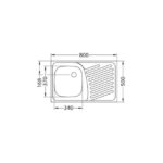 NERJAVNO POMIVALNO KORITO ALVEUS PRAKTIK 120, SATIN 790X500 MM – dodatni pogled 1