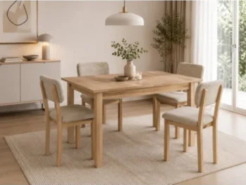 Raztegljiva jedilna miza RIMINI sonoma je elegantna in funkcionalna. Narejena je iz kakovostne laminirane plošče. Zaradi svoje oblike in visokokakovostnih