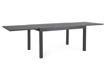 Raztegljiva miza CLIV 135/270X90 antracit, izdelana iz prašno barvanega aluminija s poliestrsko zaščito, zagotavlja odlično odpornost in dolgo življenjsko
