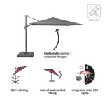 SENČNIK NATERIAL STRAN.SONO II LED 290X290 T.SIV, ALU, JEKLO 250G – sencnik