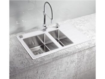 STEKLENO POMIVALNO KORITO ALVEUS CRYSTALIX 20, BELA 840X540 MM LEVI