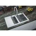 STEKLENO POMIVALNO KORITO ALVEUS CRYSTALIX 20, BELA, 86X54 DESNI,1+1/2Q+ODC, SIF POP – 112qodc
