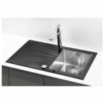 STEKLENO POMIVALNO KORITO ALVEUS KARAT 10, DESNO, ČRNA 860X500 MM – crna