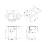 STEKLENO POMIVALNO KORITO ALVEUS KARAT 20, DESNO, BELO 860X500 MM – dodatni pogled 1