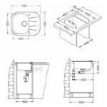 STEKLENO POMIVALNO KORITO ALVEUS WAVE 10, BELA 620X500 MM – dodatni pogled 2