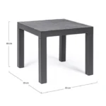 Vrtna mizica KLEDI 50x50 antracit, je eleganten in kakovosten kos pohištva. Okvir je narejen iz aluminija (poliester) ter zgornja plošča je narejena iz