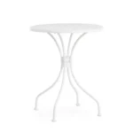 Vrtna mizica LIZETTE D60 bela je narejena iz jekla z mat zaključkom. Material: - Jeklo Barva: - Bela Dimenzije: FI: 60 cm višina: 71 cm Stoli niso vključeni