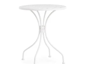 Vrtna mizica LIZETTE D60 bela je narejena iz jekla z mat zaključkom. Material: - Jeklo Barva: - Bela Dimenzije: FI: 60 cm višina: 71 cm Stoli niso vključeni