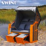 Plažni koš Rügen – sivo-bel – Swing&Harmonie