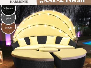 Ratan sončni otok 210 cm z LED osvetlitvijo – Swing&Harmonie