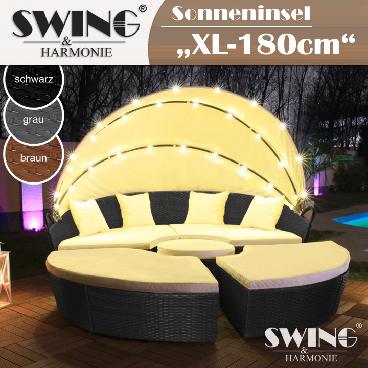 Ratan sončni otok 180 cm z LED osvetlitvijo – Swing&Harmonie Ratan sončni otok 180 cm z LED osvetlitvijo – Swing&Harmonie