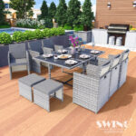 Ratan vrtna garnitura CubeSet / Vegas – 11-delna – Swing&Harmonie